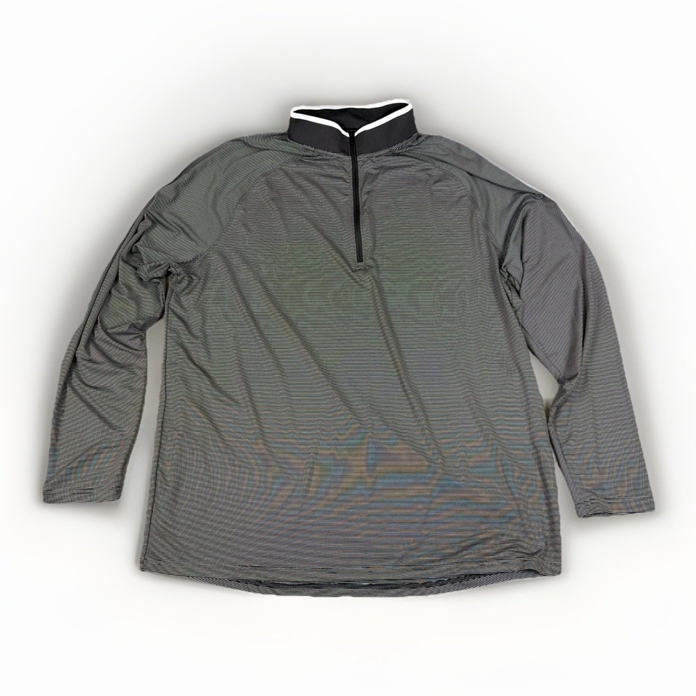 Under Armour Golf Pullover Mens 2XL Black White Striped 1/4 Zip Loose Fit LS